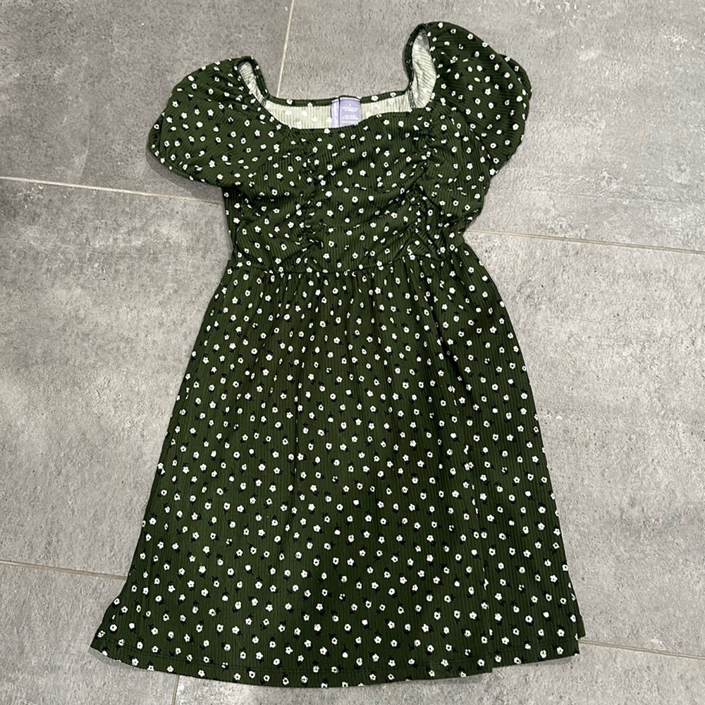 Girls green floral dress